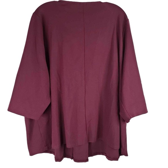 Lands End Shirt Womens Plus Size 3X Maroon Red 3/4 Sleeve Tunic Too Viscose - Picture 3 of 9